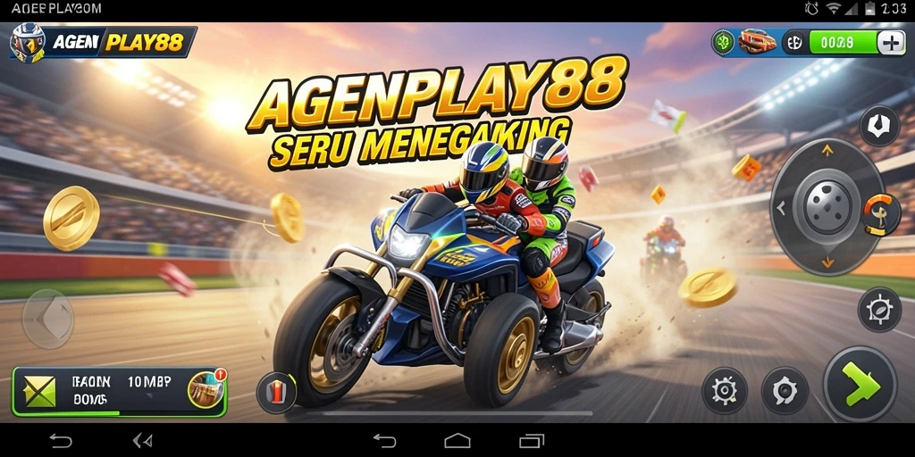 Screenshot gameplay AGENPLAY88 menampilkan aksi balapan yang mendebarkan.