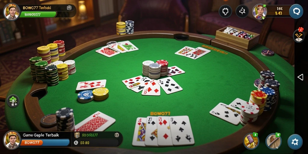 Tampilan gameplay seru BOWO77 dalam bermain Gaple.