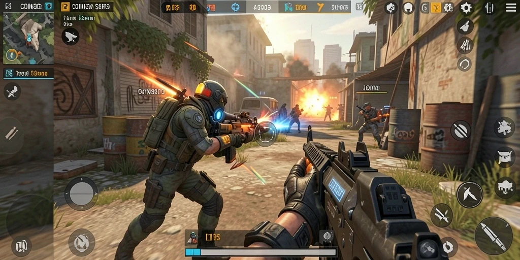 Screenshot permainan <strong>COIN303</strong> menunjukkan aksi mendebarkan dalam TPS.