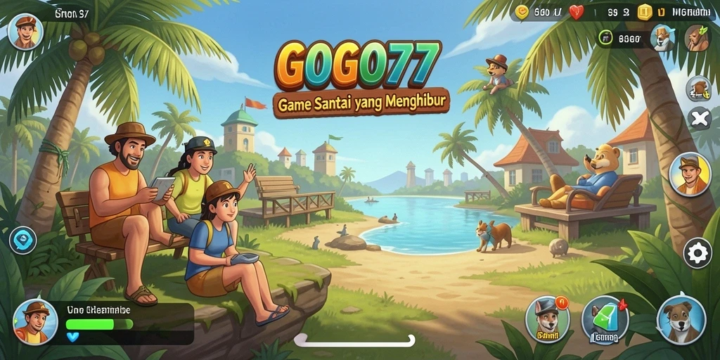 Tampilan gameplay GOGO77 yang ceria dan menghibur.