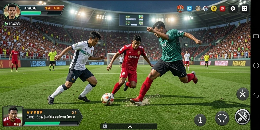Gameplay menarik dari LEDAK388 dengan aksi sepak bola yang intens.