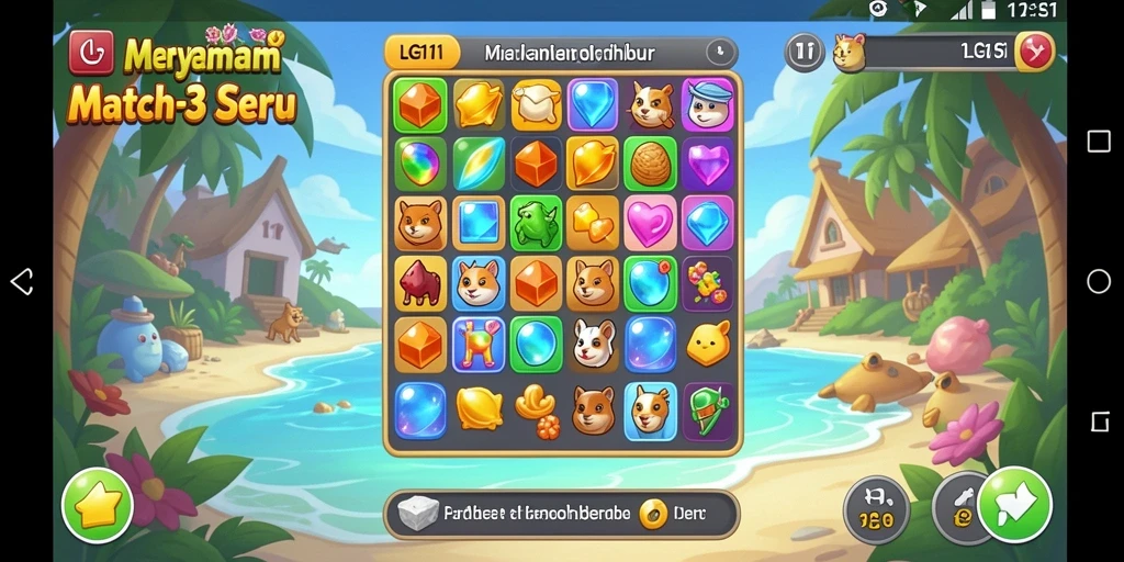 Screenshot LG111 menampilkan gameplay Match-3 yang seru.