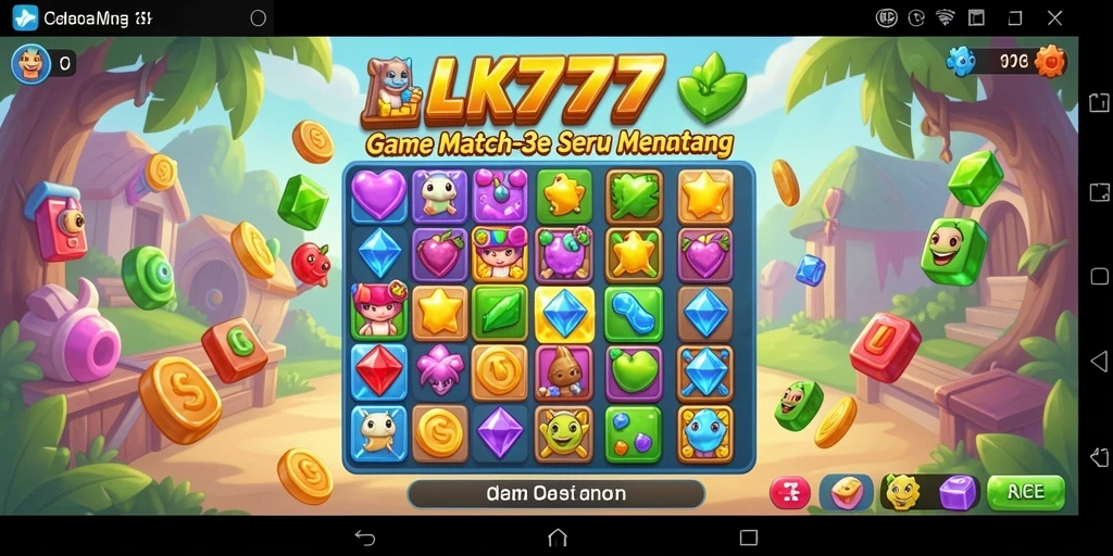 Screenshot LK777 menampilkan gameplay Match-3 yang menarik dan penuh warna.