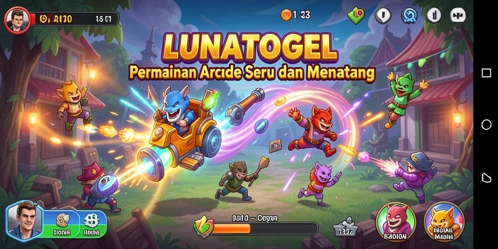 Screenshot menampilkan aksi seru dalam game Arcade LUNATOGEL.