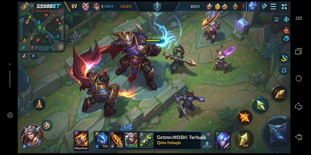 Tampilan gameplay SS88BET yang mengesankan saat bertarung di arena MOBA.