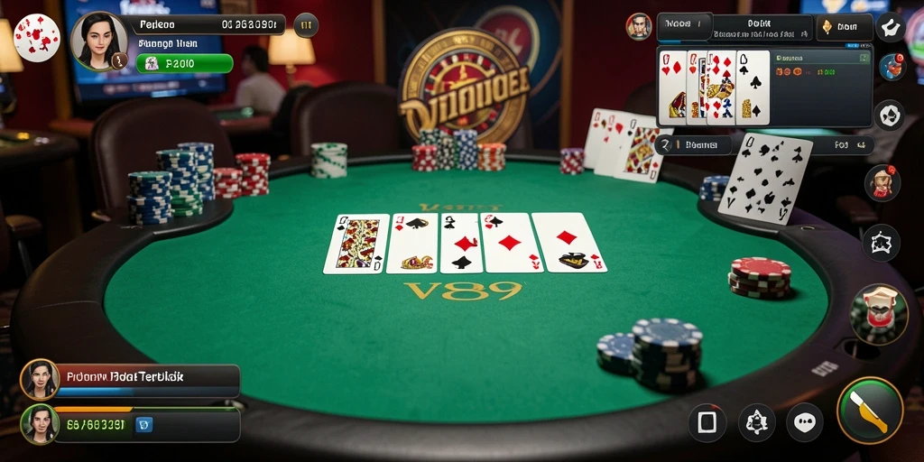Tangkapan layar permainan poker V89 yang mendebarkan.